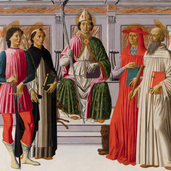 Saint Nicolas trônant avec les saints Hubert, Dominique, Jérôme et Antoine de Padoue
