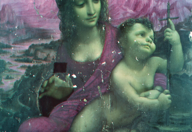 Léonard DE VINCI - La Vierge aux fuseaux - Réflectographie infrarouge fausses couleurs / ©Arcanes